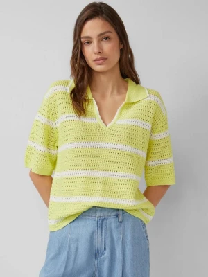 Polo z dzianiny z dekoltem w serek o kroju Relaxed Fit s.Oliver żółty