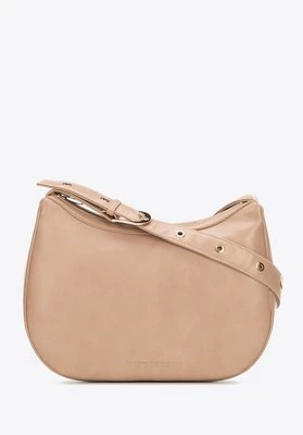 Półokrągła listonoszka z imitacji skóry beżowa Wittchen
