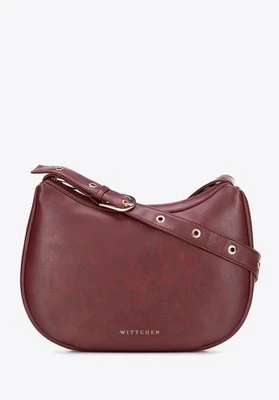 Półokrągła listonoszka z imitacji skóry bordowa Wittchen