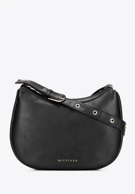 Półokrągła listonoszka z imitacji skóry czarna Wittchen
