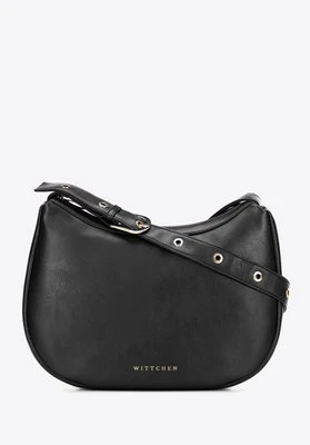 Półokrągła listonoszka z imitacji skóry czarna Wittchen