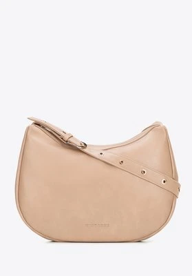 Półokrągła torebka na ramię z imitacji skóry beżowa Wittchen