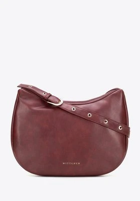 Półokrągła torebka na ramię z imitacji skóry bordowa Wittchen