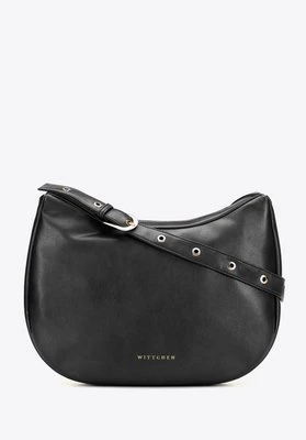 Półokrągła torebka na ramię z imitacji skóry czarna Wittchen