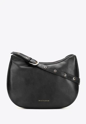 Półokrągła torebka na ramię z imitacji skóry czarna Wittchen
