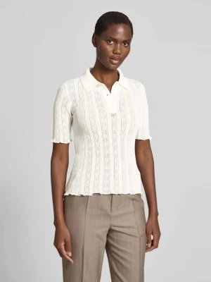 Koszulka polo w dzianinowej optyce w kroju slim fit Victoria Beckham Biały