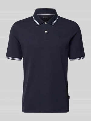 Polówka o kroju slim fit z naszytym logo Bugatti Ciemnoniebieski