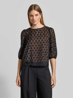Półprzezroczysty materiał bluzenshirt w wzór na całej powierzchni Christian Berg Czarny