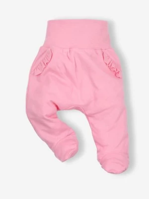Półśpiochy niemowlęce z bawełny organicznej dla dziewczynki różowe NINI