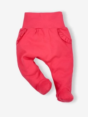 Półśpiochy niemowlęce z bawełny organicznej dla dziewczynki w kolorze malinowym NINI