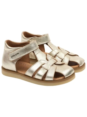 POM POM Skórzane półsandały w kolorze złotym rozmiar: 26