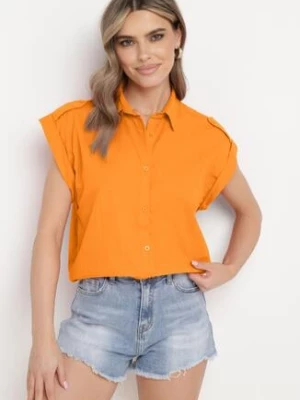 Pomarańczowa Bawełniana Koszula bez Rękawów Zapinana na Guziki Xanessi