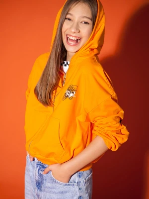 Pomarańczowa bluza dresowa z kapturem MESS Reporter