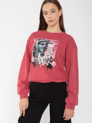 Pomarańczowa bluza dresowa z nadrukiem Reporter