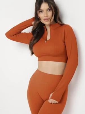 Pomarańczowa Bluzka Zapinana na Suwak z Wycięciem przy Ściągaczu Aisllain elsa.m by may