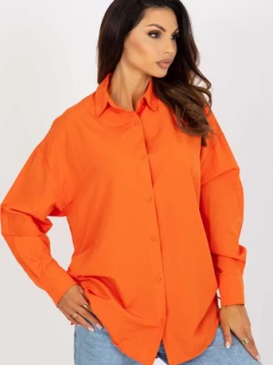 Pomarańczowa damska koszula klasyczna ze ściągaczami