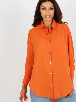 Pomarańczowa damska koszula oversize z guzikami
