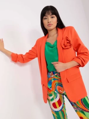 Pomarańczowa damska marynarka bez zapięcia Italy Moda