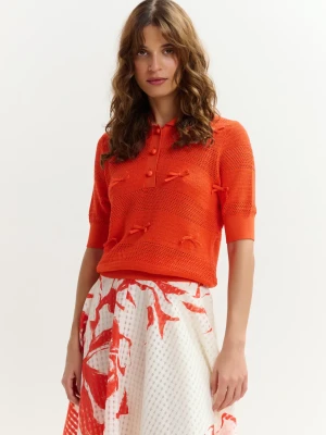 POMARAŃCZOWA DZIERGANA POLÓWKA Z KOKARDKAMI ESSENTIEL ANTWERP