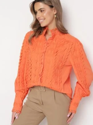 Pomarańczowa Koszula Ażurowa ze Stójką Arnot elsa.m by may