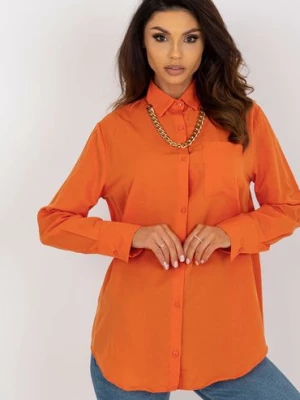 Pomarańczowa koszula oversize z zapięciem na guziki