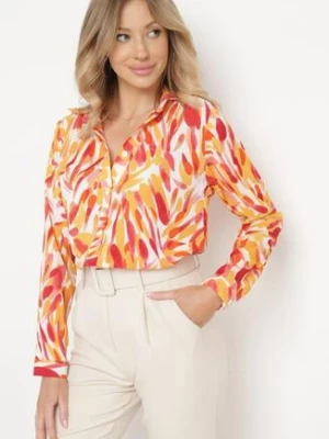Pomarańczowa Koszula Ozdobiona Abstrakcyjnym Printem Sivello cflo