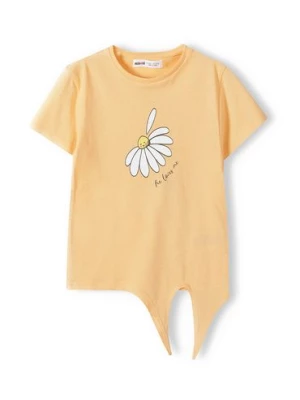 Pomarańczowa koszulka bawełniana niemowlęca z wiązaniem Minoti