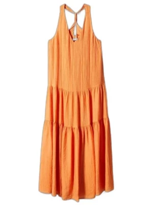 Pomarańczowa Sukienka bez Rękawów dla Kobiet Mango