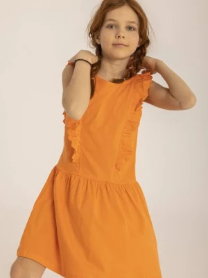 Pomarańczowa sukienka dla dziewczynki z falbankami Minoti