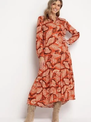 Pomarańczowa Sukienka Koszulowa w Kwiaty Zari rosa