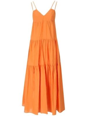 Pomarańczowa Sukienka Midi z Lnu Weili Zheng