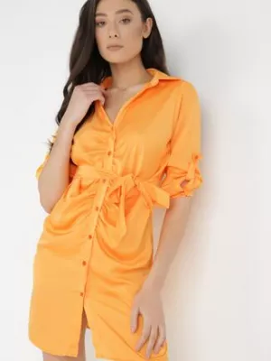 Pomarańczowa Sukienka Satynowa Meteina