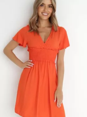 Pomarańczowa Sukienka z Wiskozy Gulpari