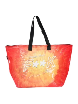 Pomarańczowa torba shopper z logo F**k