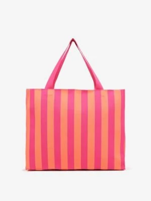 Pomarańczowa Torebka Shopper z Rączkami w Paski Salanissa