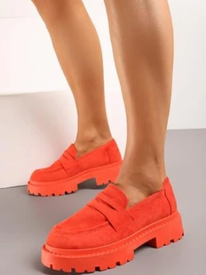 Pomarańczowe Casualowe Mokasyny Vices na Grubej Podeszwie Viara