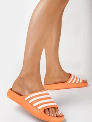 Pomarańczowe Klapki Basenowe z Wzorem w Paski Nasile