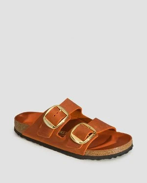 Pomarańczowe Klapki Damskie Birkenstock Arizona Big Buckle Oiled Leather Narrow