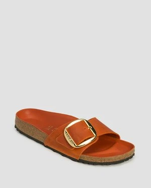Pomarańczowe Klapki Damskie Birkenstock Madrid Big Buckle Leoi Narrow