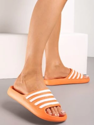 Pomarańczowe Klapki w Basenowym Stylu z Wzorem w Paseczki Antire