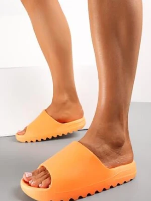 Pomarańczowe Piankowe Klapki na Podeszwie z Wycięciami Ferietta