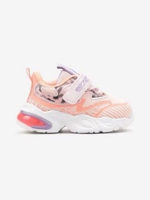 Pomarańczowe Płaskie Buty Sportowe Sneakersy ze Skórzaną Wkładką na Rzep z Ozdobną Podeszwą Tiamat