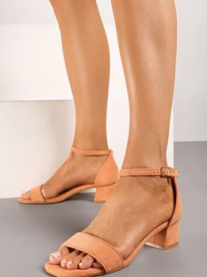Pomarańczowe Sandały z Ekozamszu na Klasycznym Słupku Effiba