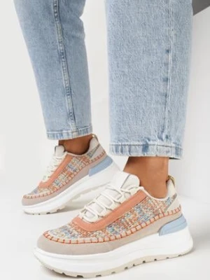 Pomarańczowe Sneakersy na Grubej Podeszwie Rakitia