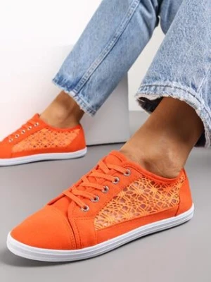 Pomarańczowe Tenisówki z Ażurowymi Bokami Ariemessa