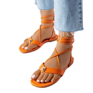 Pomarańczowe wiązane sandałki Marleau Inna marka