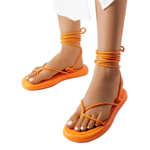 Pomarańczowe wiązane sandały Laurence Inna marka