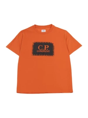 Pomarańczowy Dziecięcy T-shirt z Nadrukiem Logo C.p. Company