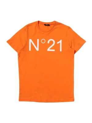 Pomarańczowy Dziecięcy T-shirt z Nadrukiem Logo N21