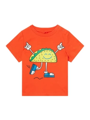 Pomarańczowy Dziecięcy T-shirt z Wielokolorowym Nadrukiem Stella McCartney